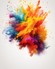 Background of rainbow-colored paint powder splash, color powder explosion