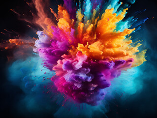 Fototapeta na wymiar Background of rainbow-colored paint powder splash, color powder explosion