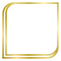Golden metal frame isolated on white. Vector frame for text, photo, certificate, pictures, diploma, card, invitation. Square luxury frame	