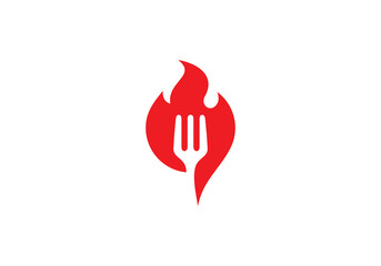 fire and fork logo combination. love hot bbq restaurant food icon vector concept.