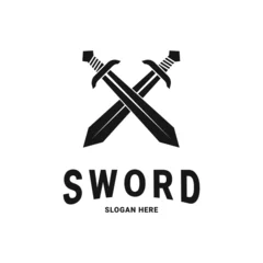 Fotobehang Cross sword icon vector logo concept design idea © MuhammadBahrudin