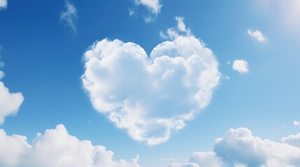 Naklejka na ściany i meble A breathtaking view of the sky displaying fluffy heart-shaped clouds