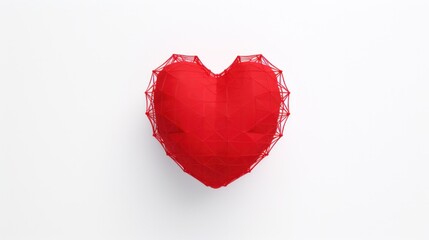 3D red heart on white background - A lifelike rendering of a soft and velvety heart