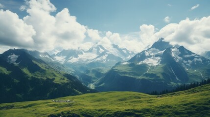 Fototapeta premium A breathtaking view of a majestic mountain landscape, evoking a sense of tranquility and awe.