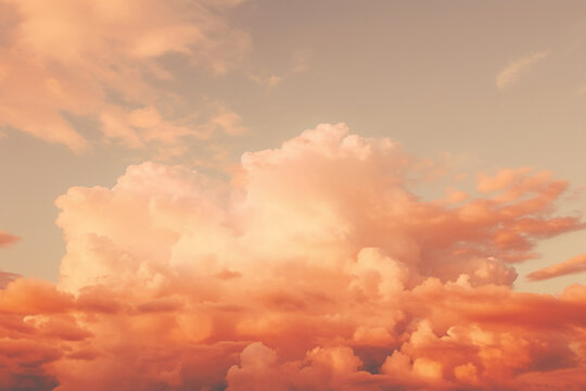 Beautiful photography of clouds in the sky, rich orange colour grade. AI generative © SANGHYUN