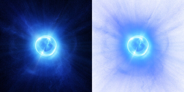 Magic blue orb casting a mystical glow. 3D render