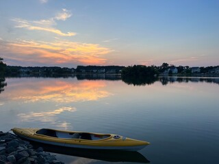 Fototapeta premium boats at sunset