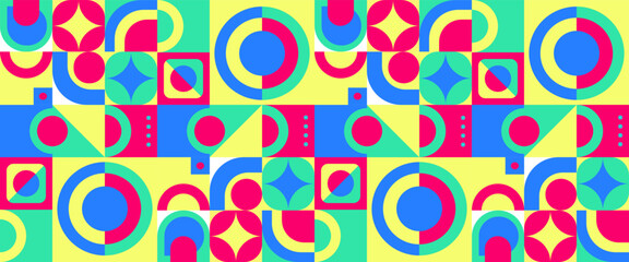 Colorful colourful modern vector abstract geometric background with circles, rectangles and squares simple shapes graphic pattern Creative concept for business, technology, science or print design