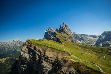 The world famous peaks of Seceda in the Italian Dolomites