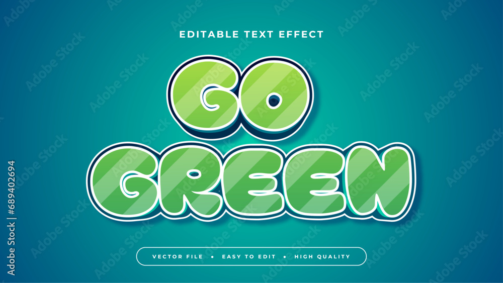 Poster blue white and green go green 3d editable text effect - font style