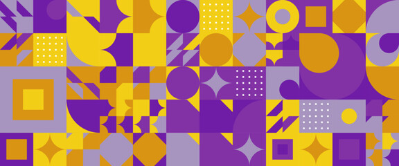 Yellow brown and purple violet vector flat design geometric mosaic banners Minimalist modern graphic design element mosaic style concept for banner, flyer, card, or brochure cover
