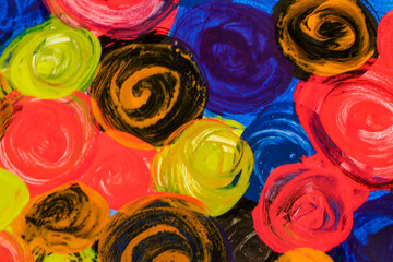 Abstract colorful paint backgroud. Hand oainted floral patterns on paper. Painted motfs texture.