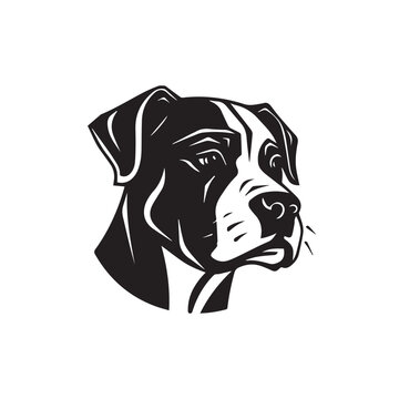 Boxer dog in cartoon, doodle style. Isolated 2d vector illustration in logo, icon, sketch style, Eps 10, black and white. AI Generative