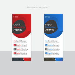 Business Roll up banner stand template design, modern portable stands corporate roll-up banner layout, pull up, polygon background, vector illustration, business flyer, brochure, Corporate