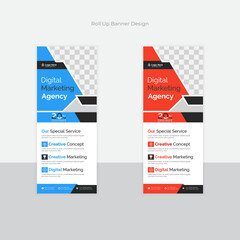 Business Roll up banner stand template design, modern portable stands corporate roll-up banner layout, pull up, polygon background, vector illustration, business flyer, brochure, Corporate 
