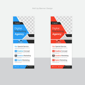 Business Roll up banner stand template design, modern portable stands corporate roll-up banner layout, pull up, polygon background, vector illustration, business flyer, brochure, Corporate 
