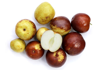 Fresh jujube fruit on white background