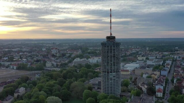 View of Augsburg city center at dawn. Raw, without color correction.