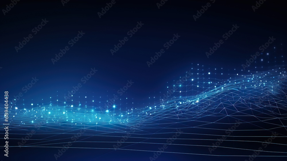 Poster digital blue network connection. abstract pattern with dots and lines. futuristic modern background.