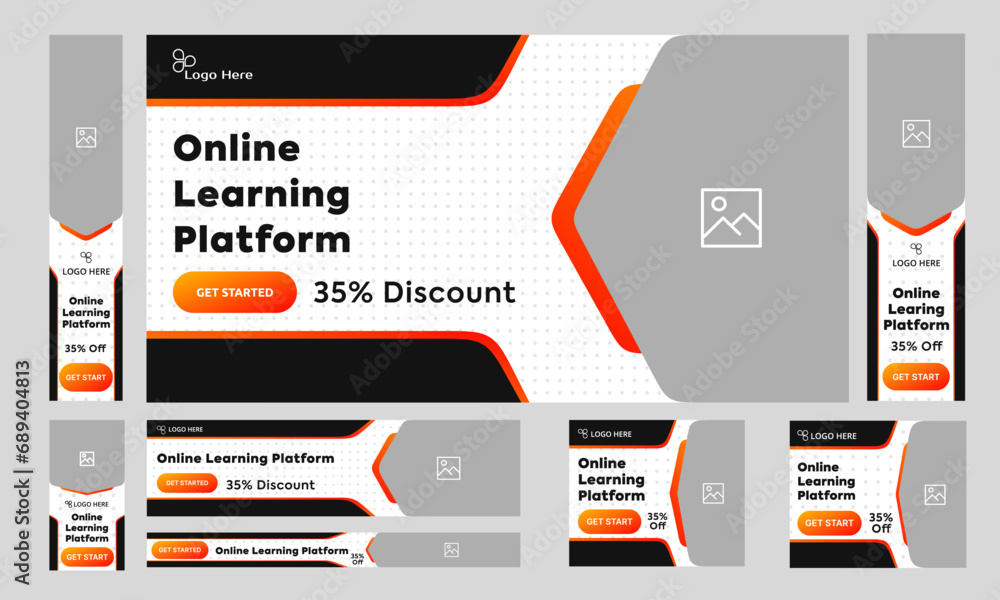 Wall mural creative learning courses web set banner design, education system banner, customizable vector eps 10