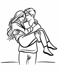 A guy carries a girl in his arms.