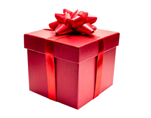 red gift box with red bow - isolated on transparent background - present for christmas, xmas, valentine's day