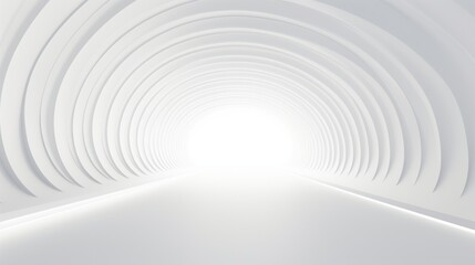 Artificial white curved tunnel futuristic space background
