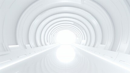 Artificial white curved tunnel futuristic space background
