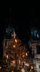 christmas tree in the night Prague