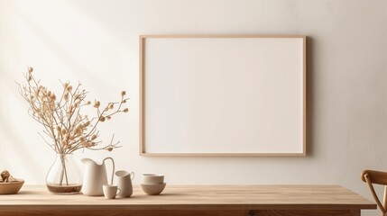 empty room with a white mock up frame  and  white vase