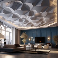 Acoustic tile panels installed on a ceiling, enhancing the room's sound quality with modern design.