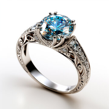 Platinum ring with precious stones, jewelry 850, 900, 950 - AI generated image