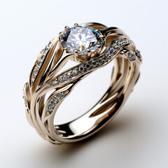 Platinum ring with precious stones, jewelry 850, 900, 950 - AI generated image