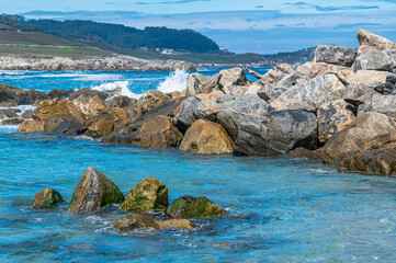 Beach in the town of Burela, Galicia, Spain