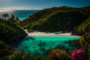 Fototapeta premium An island paradise featuring only the endemic plant life found on its shores