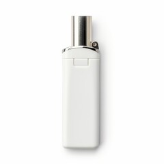 White plastic gas lighter isolated on white background with clipping path