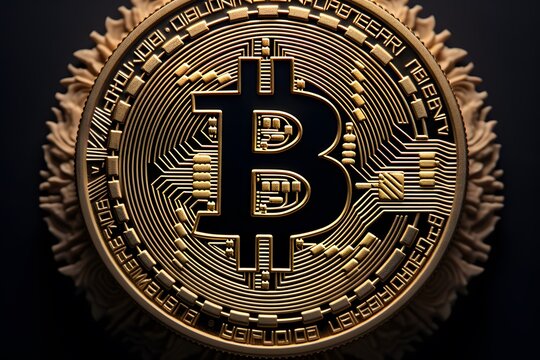 Bitcoin Close-Up: Detailed Hypermaximalist Stock Photo on White Background