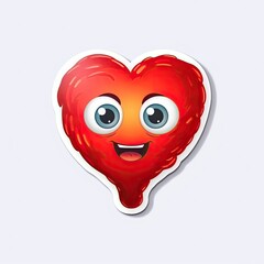 Cute red heart emoticon, sticker, badge, label, print, logo. Valentine heart emoji isolated on white background. Valentine's Day emoji. Collection of emoticons and emoticon stickers. Generative AI.