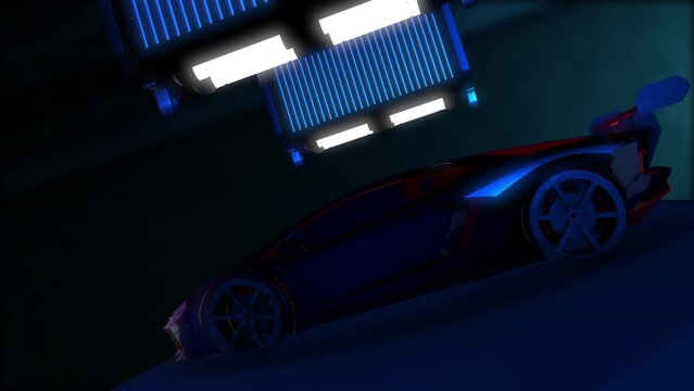 Lamborghini 3D animation. Lots of Lamborghinis in the garage of the future.
