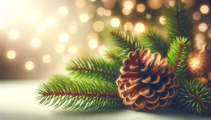 Fototapeta na wymiar Graphic material of pine cones that feels like winter　クリスマス素材