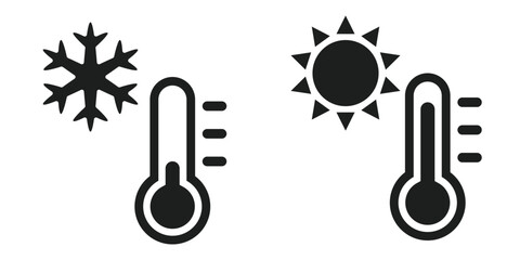Simple icons representing thermometers and temperature - obrazy, fototapety, plakaty