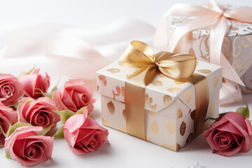 pink roses and box