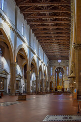 Florence, Italy: Interior view of the Basilica of Santa Croce