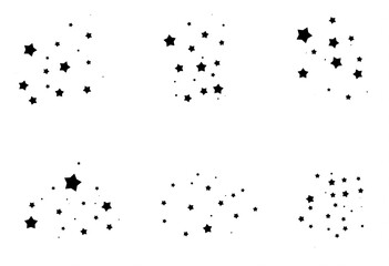 Shooting Star Black. Shooting star with an elegant star trail on a white background. Festive star sprinkles, powder. Vector png.	
