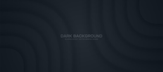 Blurred Lines Wide Dark 3D Abstract Background. Geometric Vector Design with Dynamic Neumorphic Elements. Futuristic Art for Tech Innovation Concepts. High-tech Stylish Minimalistic Mod Wallpaper