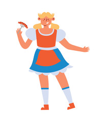 germany girl with dirndl and sausages