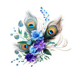 Obraz premium peacock feather isolated on transparent background Generative AI