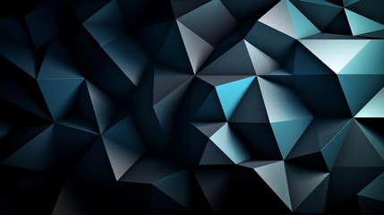 Fototapeta premium Black dark gray blue white abstract background. Geometric pattern shape. Line triangle polygon angle fold. Color gradient. Shadow. Matte. 3d effect. Rough grain grungy. Design. Template. Presentation.