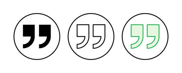 Quote icon set. Quotation mark symbol.