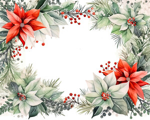 Festive watercolor wreath with text space a vibrant Christmas embrace